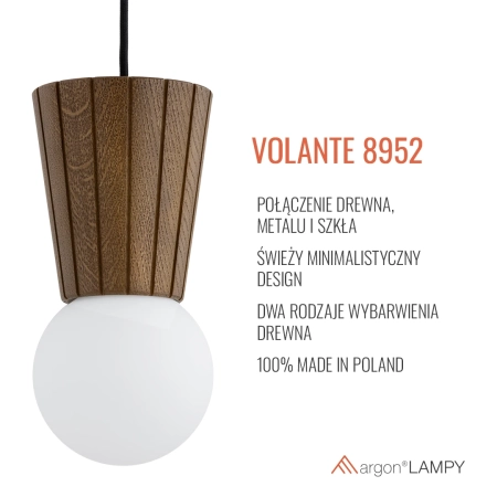 Lampa wisząca VOLANTE ciemne drewno dąb dark honey 8952 - Argon