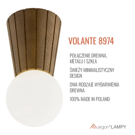 Plafon VOLANTE ciemne drewno dąb dark honey 8974 - Argon
