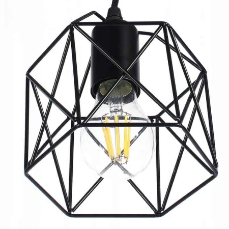 Lampa loft wisząca  Brylant do jadalni klatka czarny klosz E27 506 - Decorativi